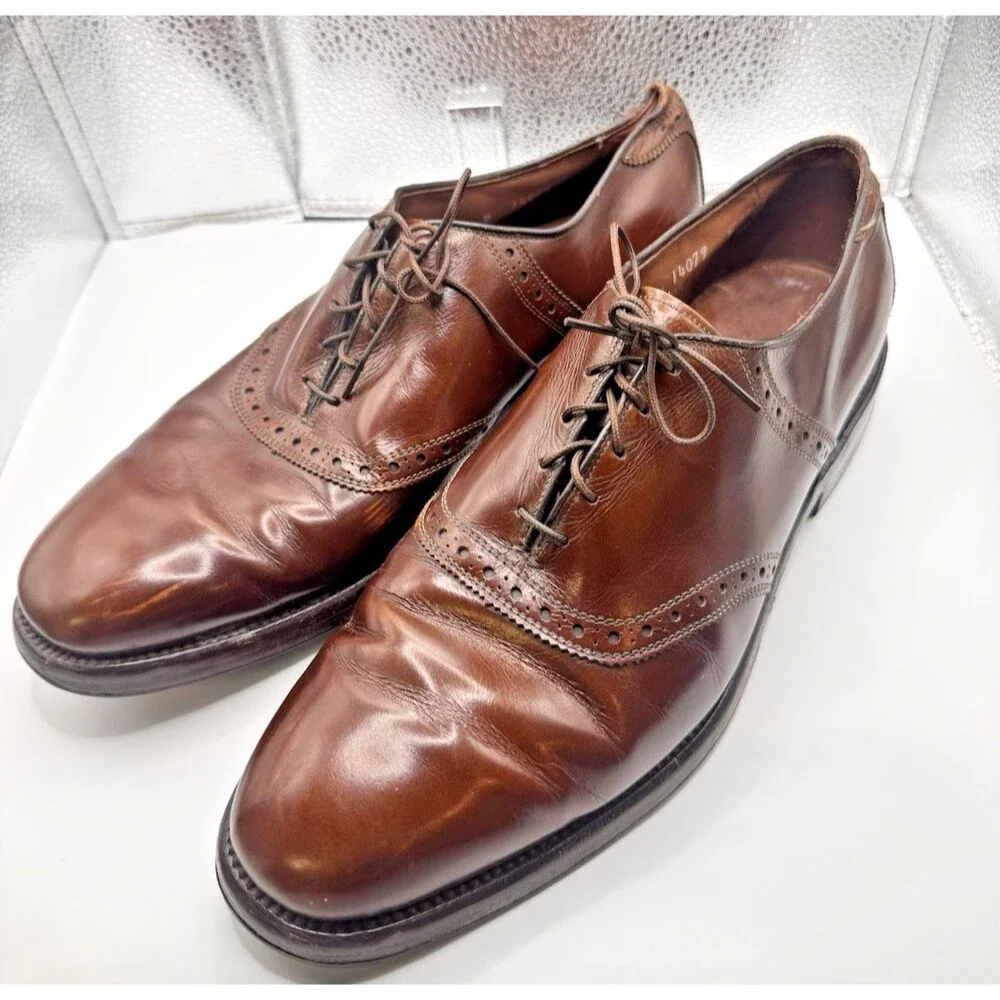 Vintage Allen Edmonds Polo Saddle Oxford Brown 10.5D USA Re-Soled Leather Shoes